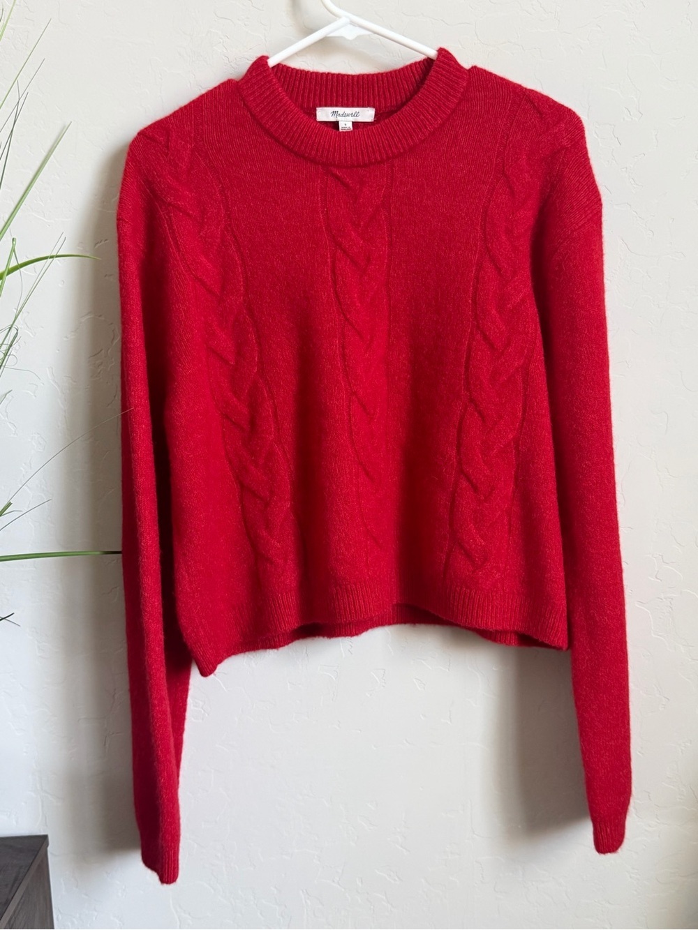 Madewell Cable Knit Alpaca Wool Blend Sweater Red Medium NWT NY468